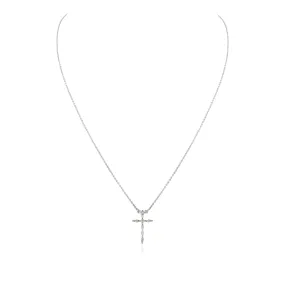 18K Gold Diamond Cross Pendant Necklace