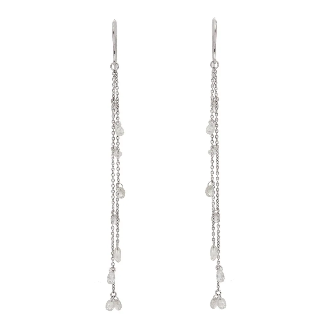 18K Gold Shoulder Duster Chain Diamond Earrings