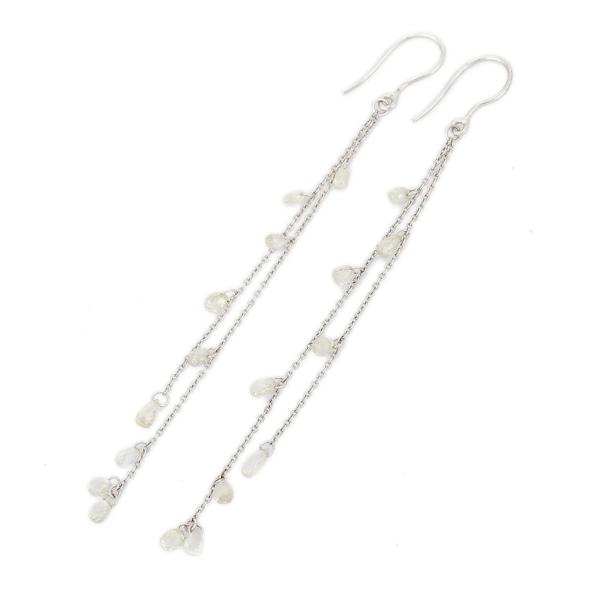 18K Gold Shoulder Duster Chain Diamond Earrings