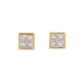 18K Solid Gold Chunky Diamond Studs