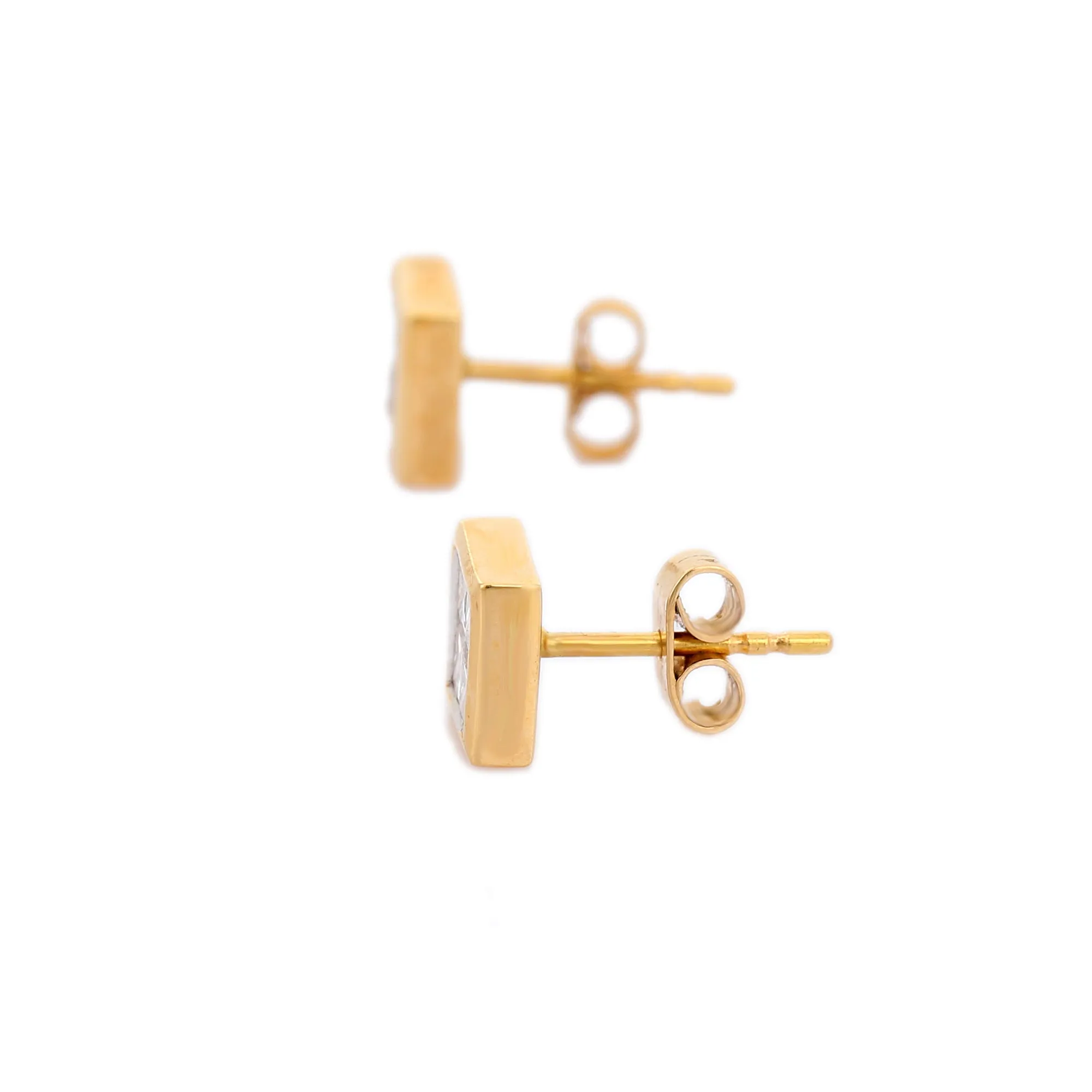 18K Solid Gold Chunky Diamond Studs