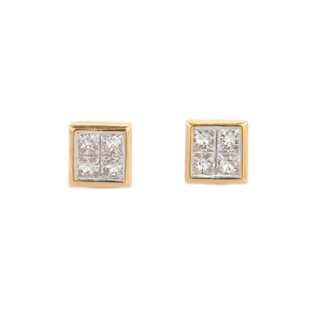 18K Solid Gold Chunky Diamond Studs