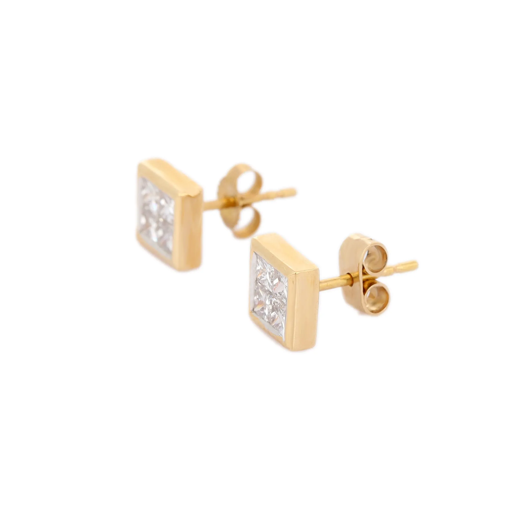 18K Solid Gold Chunky Diamond Studs