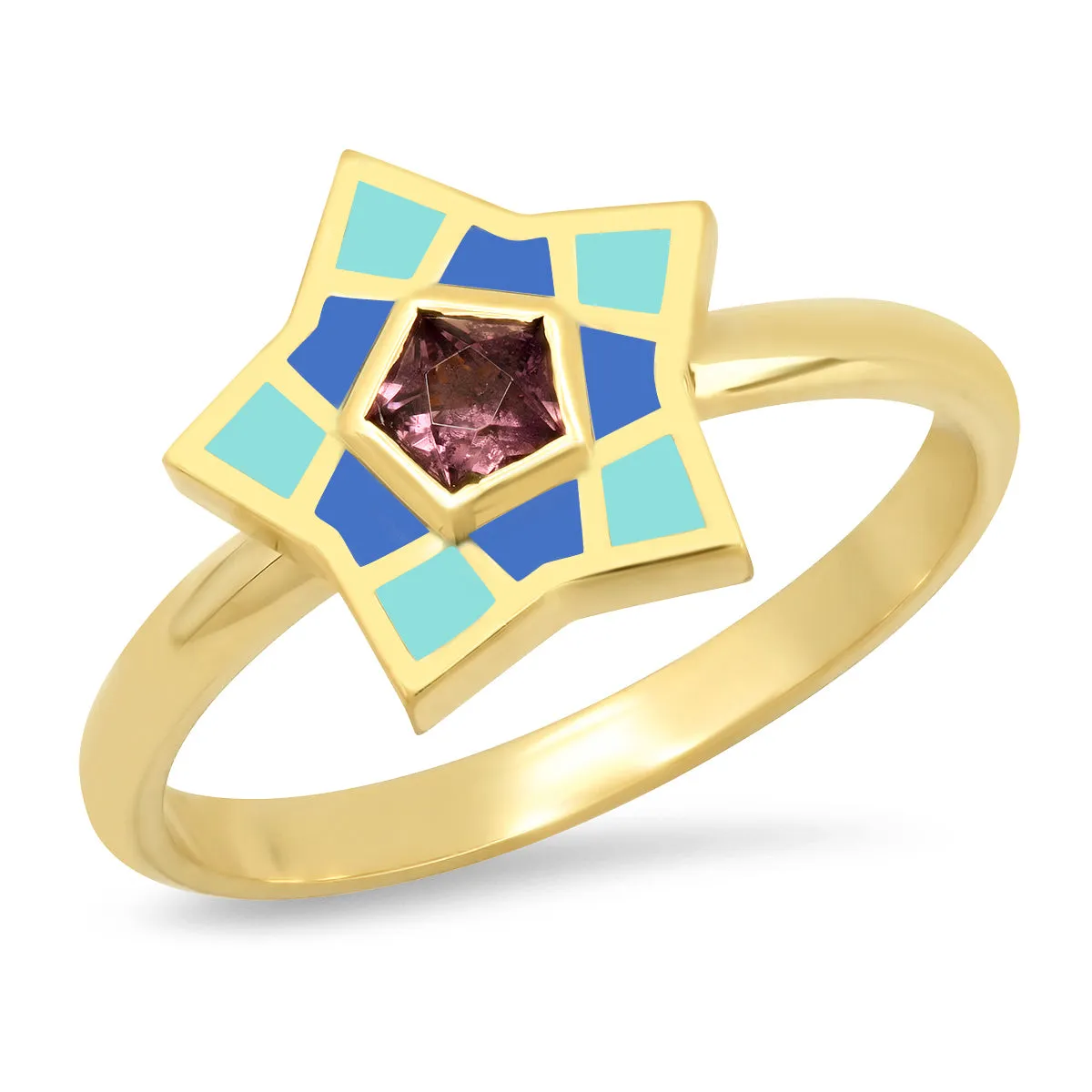 18K YG Kerr Spinel Star Enamel Ring