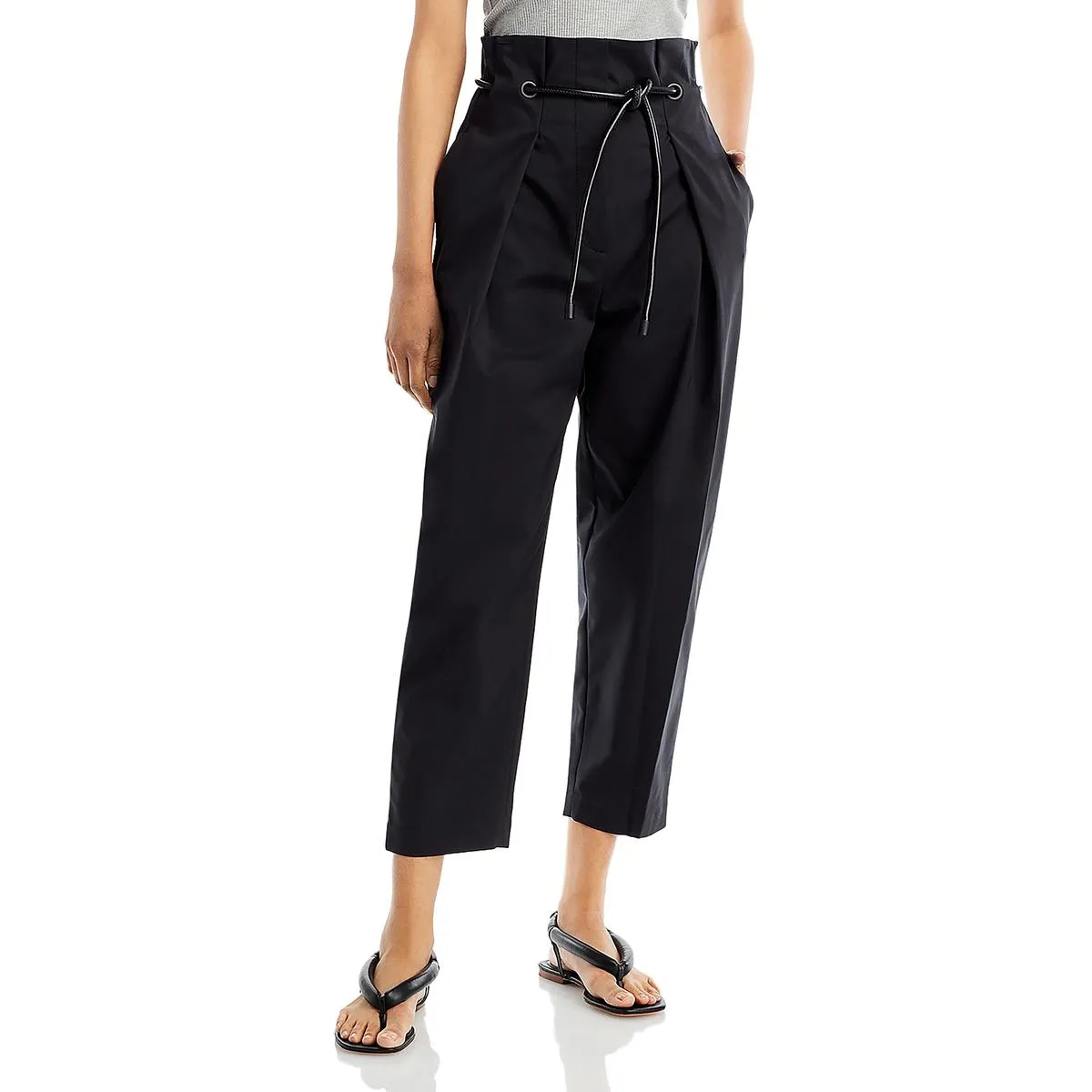 3.1 Phillip Lim Womens Pleated Cotton Straight Leg Pants