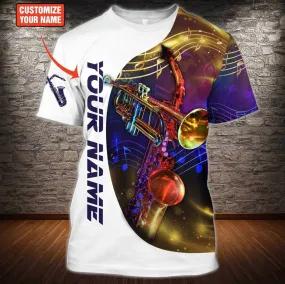 3D All Over Print Colorful Saxophone Tshirt, Unisex Saxophone Shirt