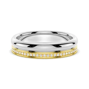 4.2mm Polished Finish Two-Tone Wedding Band With Pave Edge