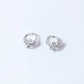 6mm Swarovski Crystal Sterling Silver Floral Cartilage Hoop Earrings, Statement Earrings, Upper Helix Hoop Earrings.