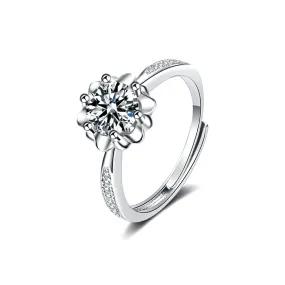 925 Silver Plum Flower Moissanite Ring