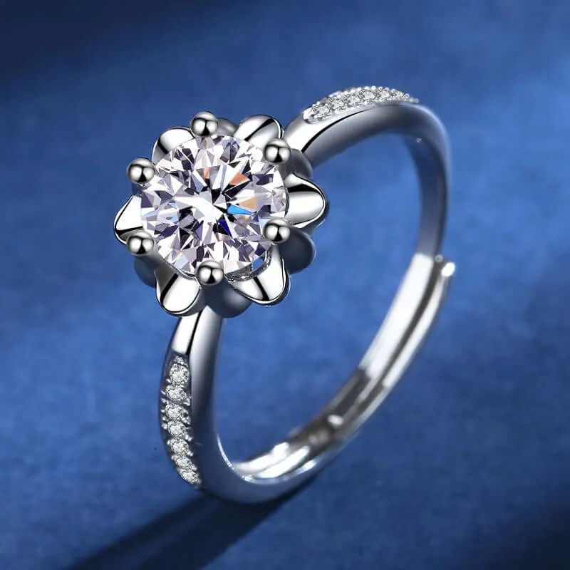 925 Silver Plum Flower Moissanite Ring