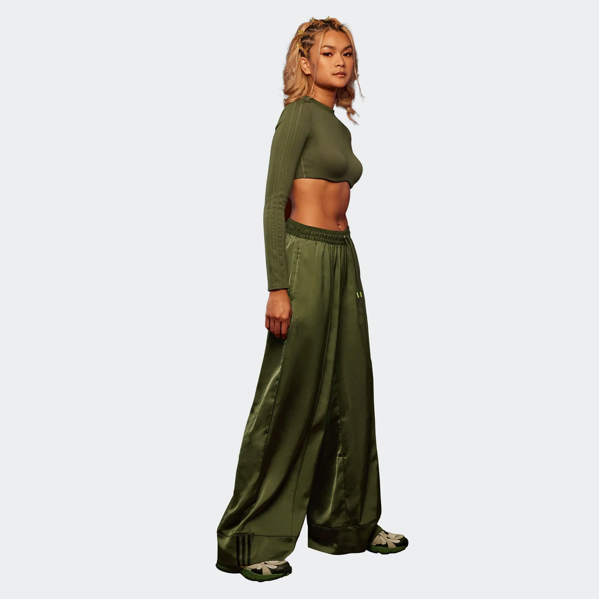 Adidas x Ivy Park Womens 3 Stripe Wide Leg Pant 'Wild Pine'