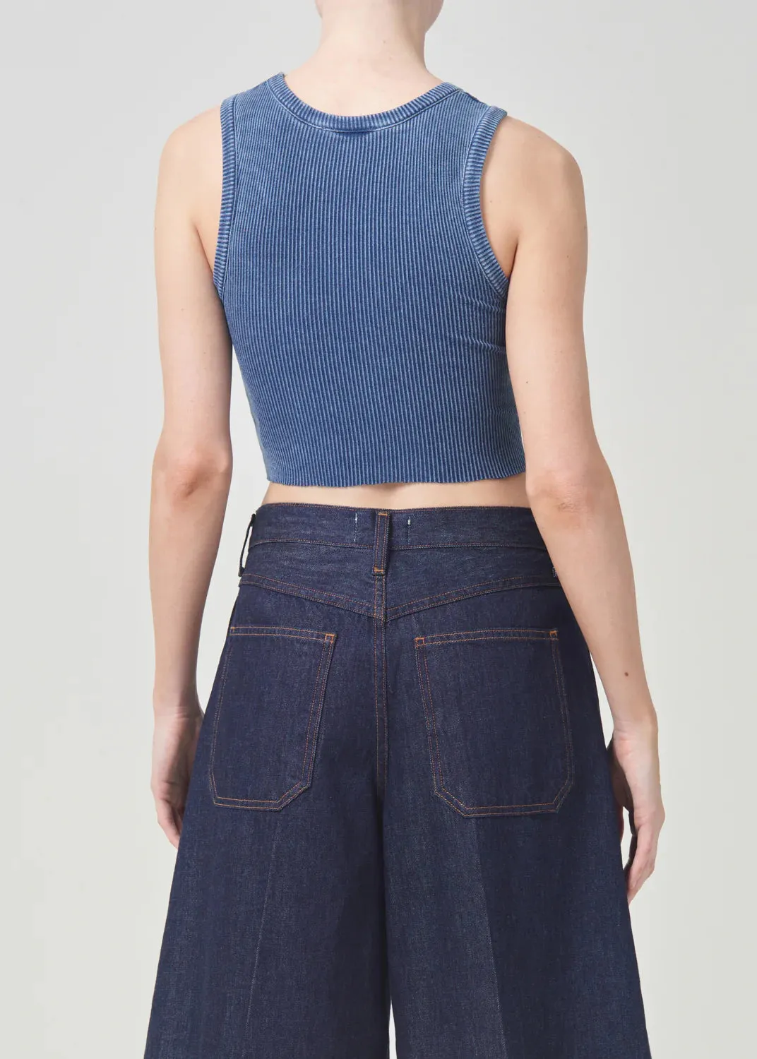 AGOLDE CROPPED POPPY TANK IN INDIGO