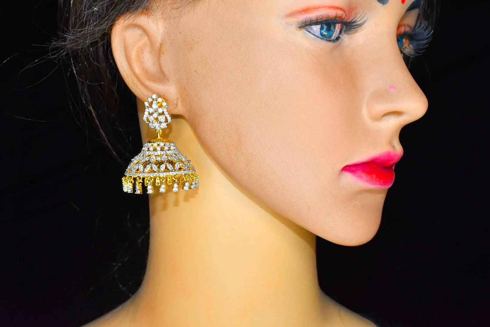 Alluring Traditional American Diamond Jhumkas By Asp Fashion Jewellery