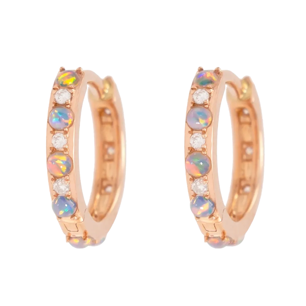 Alternating Opal & Diamond Huggies