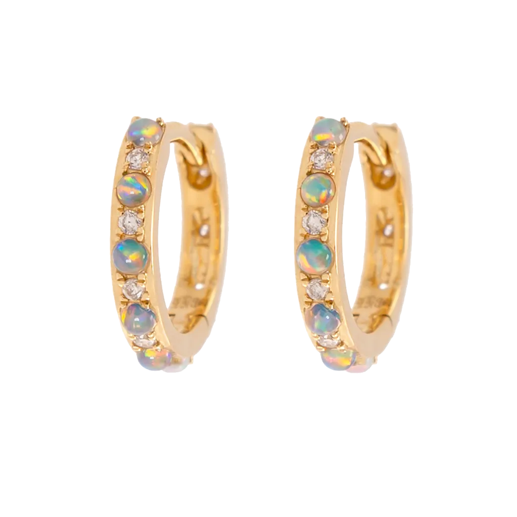 Alternating Opal & Diamond Huggies