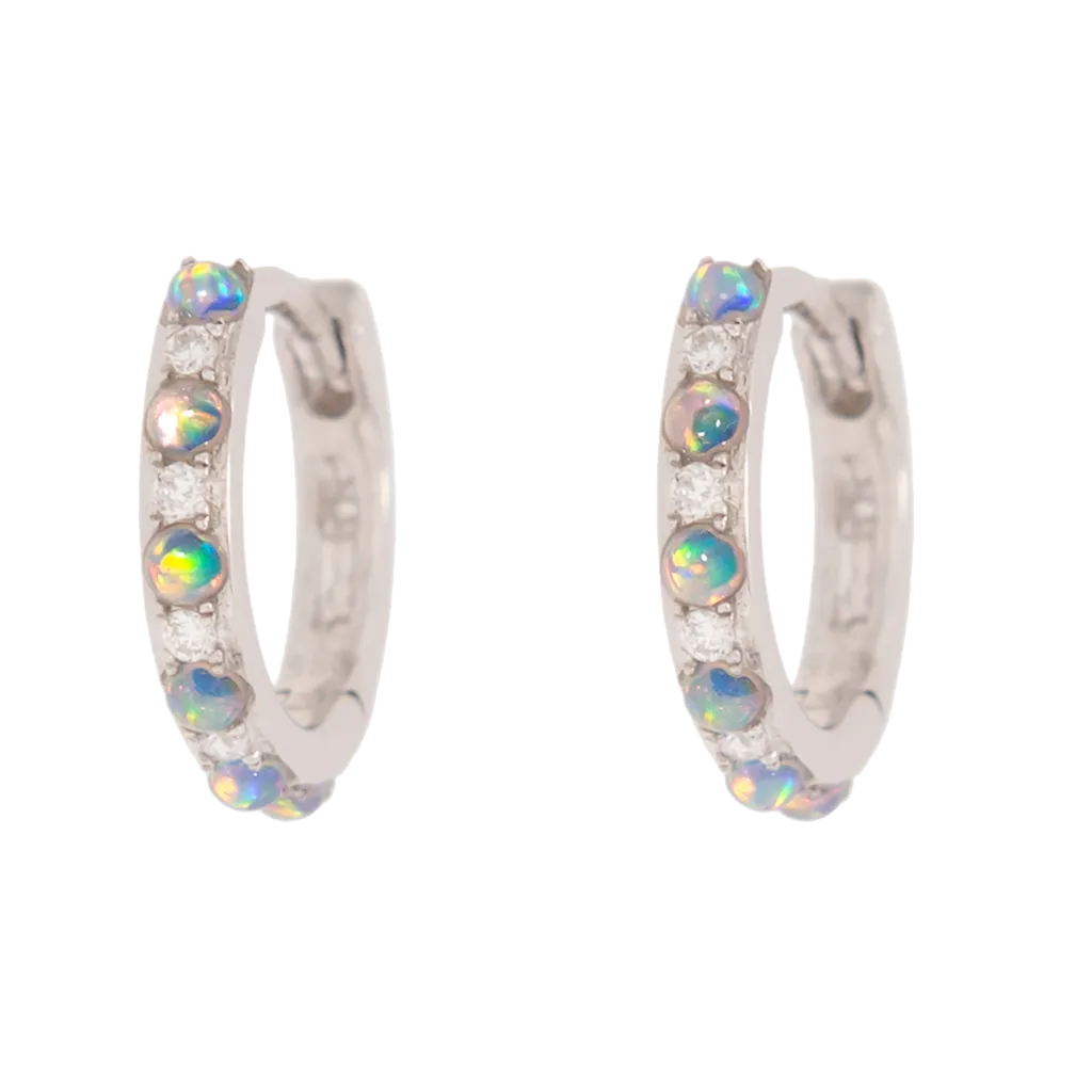 Alternating Opal & Diamond Huggies