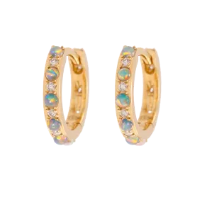 Alternating Opal & Diamond Huggies