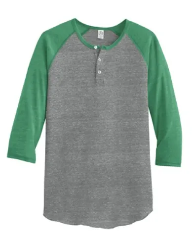 Alternative Apparel Eco-Jersey 3/4-Sleeve Raglan Henley