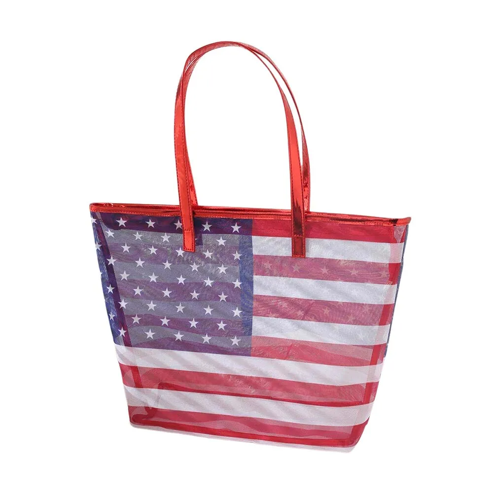 American USA Flag Printed Beach Tote Bag