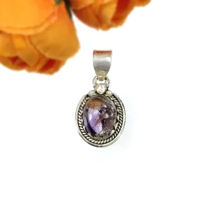 AMETHYST Gemstone 925 Sterling Silver Pendant : 5.490gms Natural Untreated Purple Amethyst Cabochon Bezel Set Pendant 1.25"