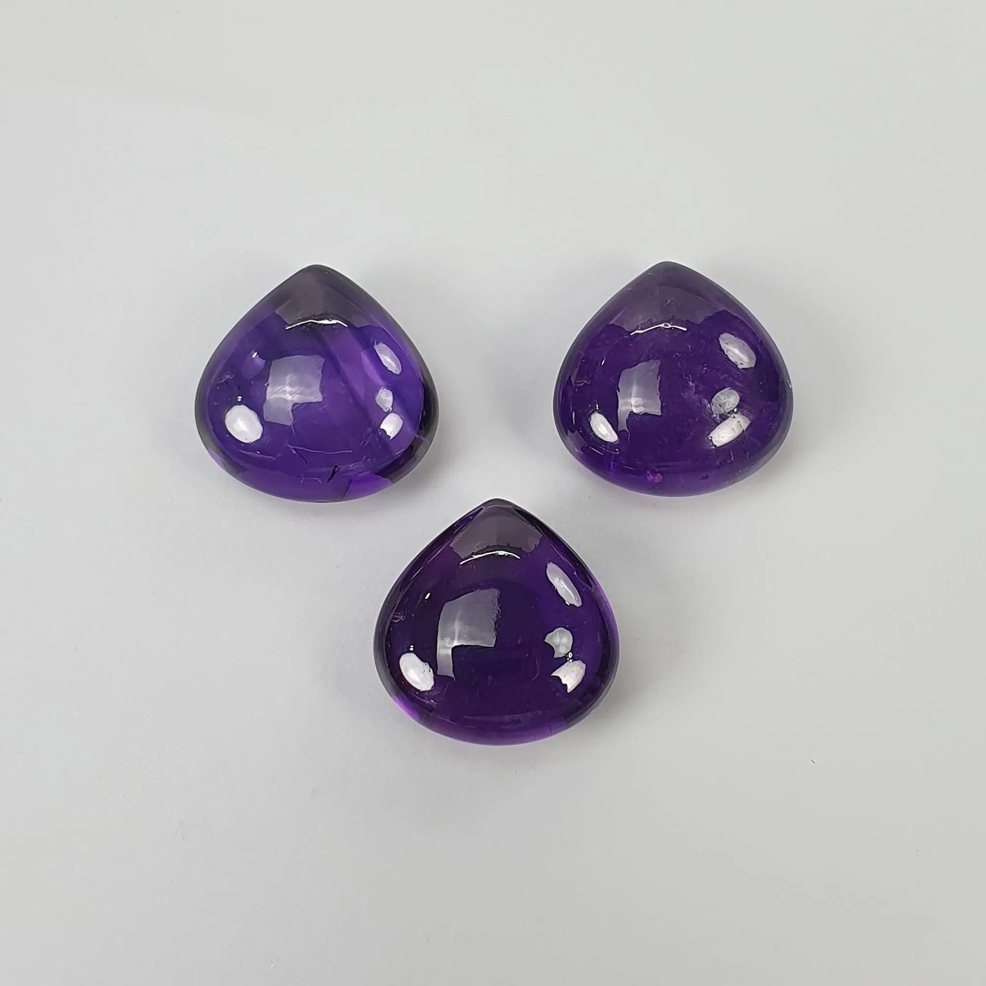 Amethyst Gemstone Cabochon : 37.95cts Natural Untreated Purple Amethyst Heart Shape Briolette Cabochon 15mm