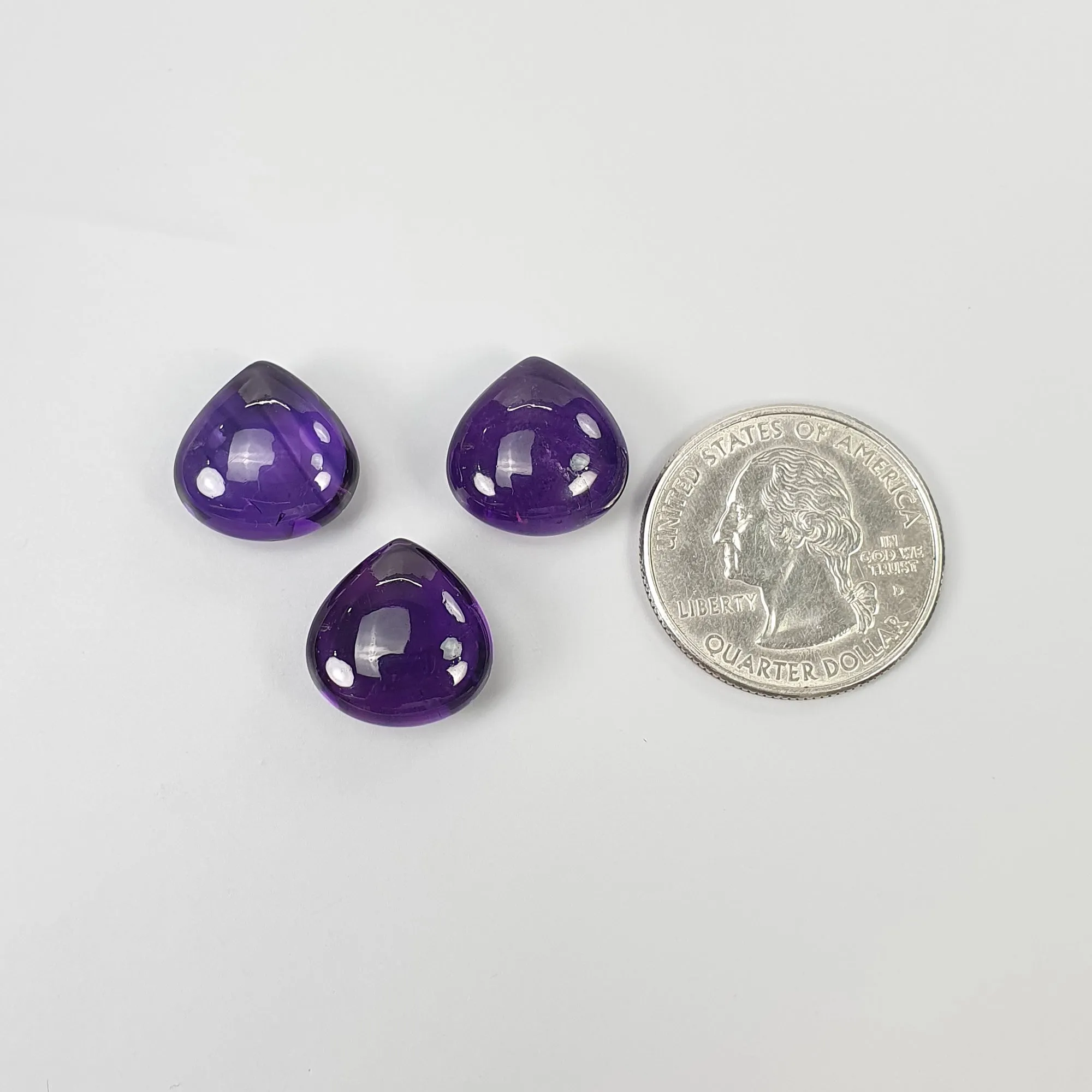 Amethyst Gemstone Cabochon : 37.95cts Natural Untreated Purple Amethyst Heart Shape Briolette Cabochon 15mm