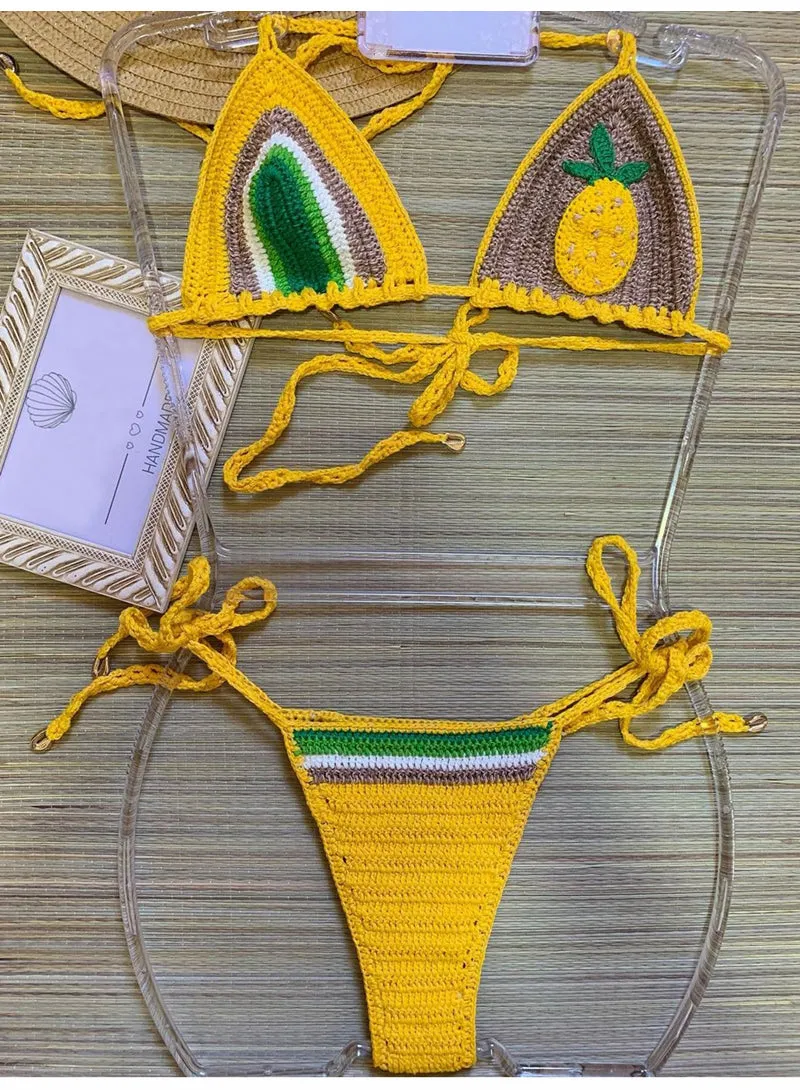 Ananas-Paradiesgelber Häkel-Bikini