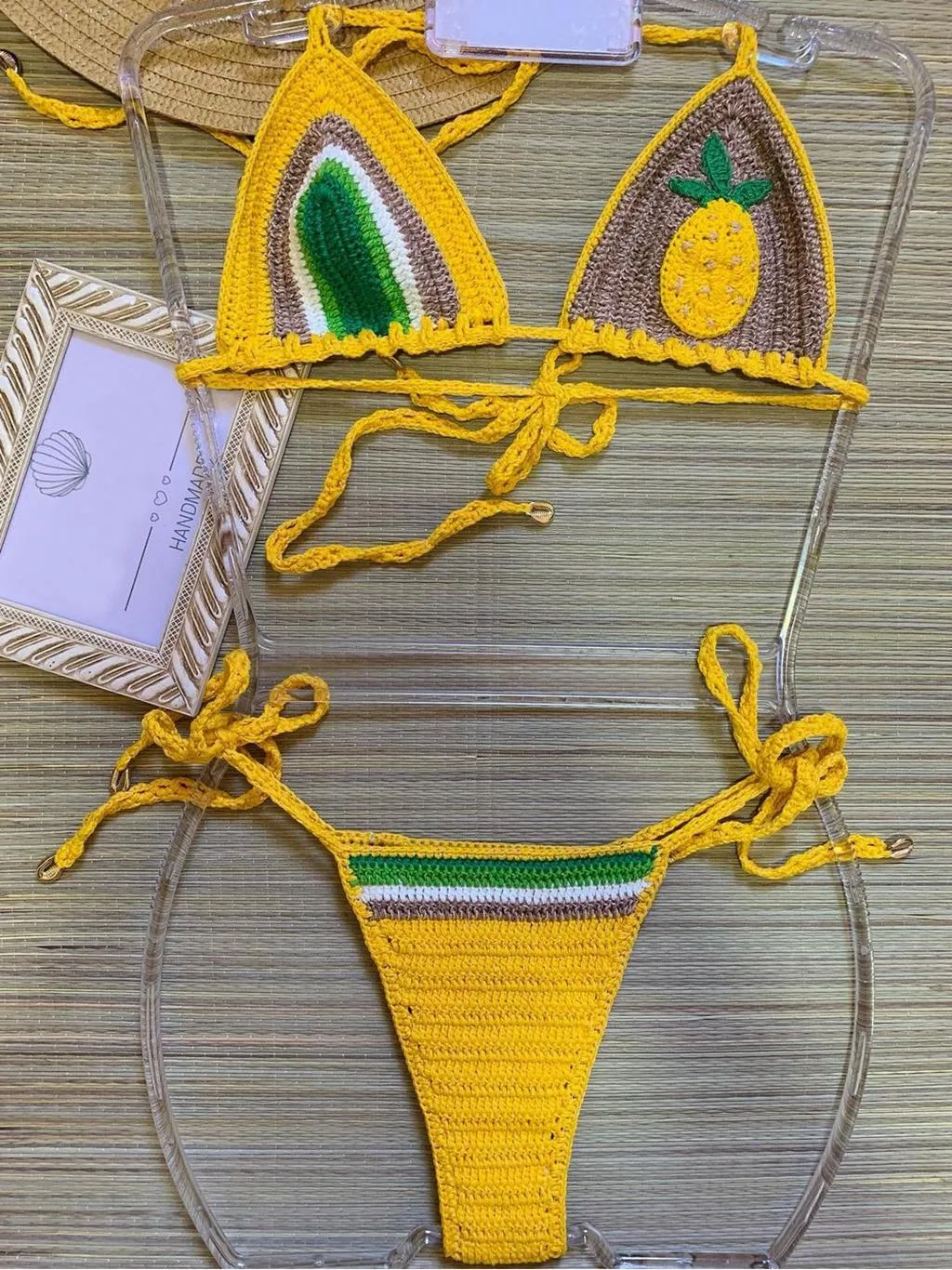 Ananas-Paradiesgelber Häkel-Bikini