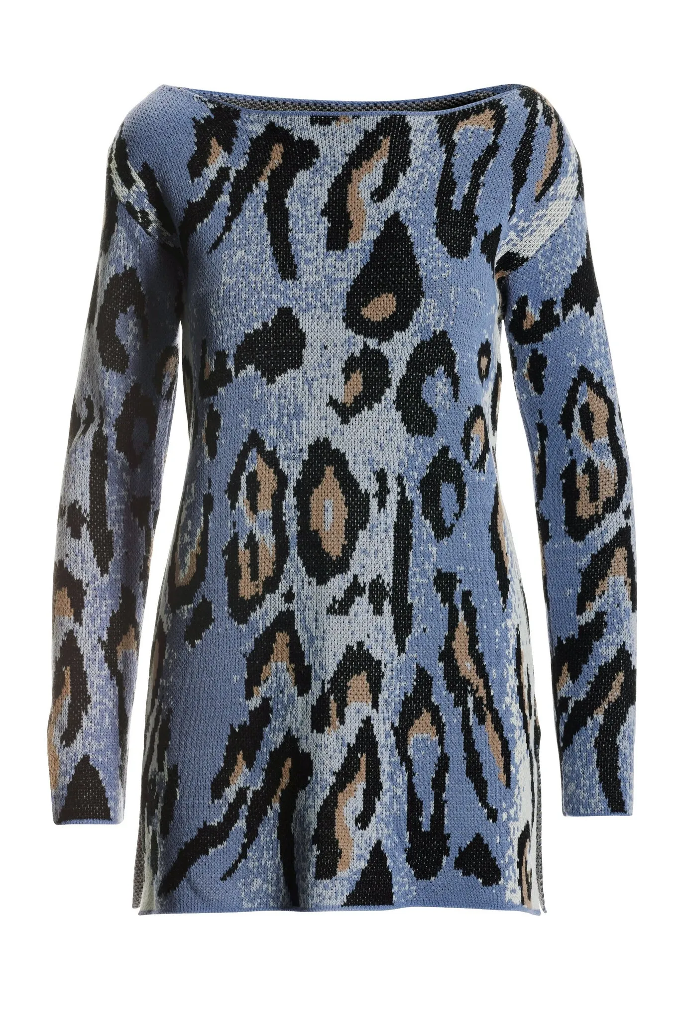 Animal Slouchy Tunic Sweater Blue Multi