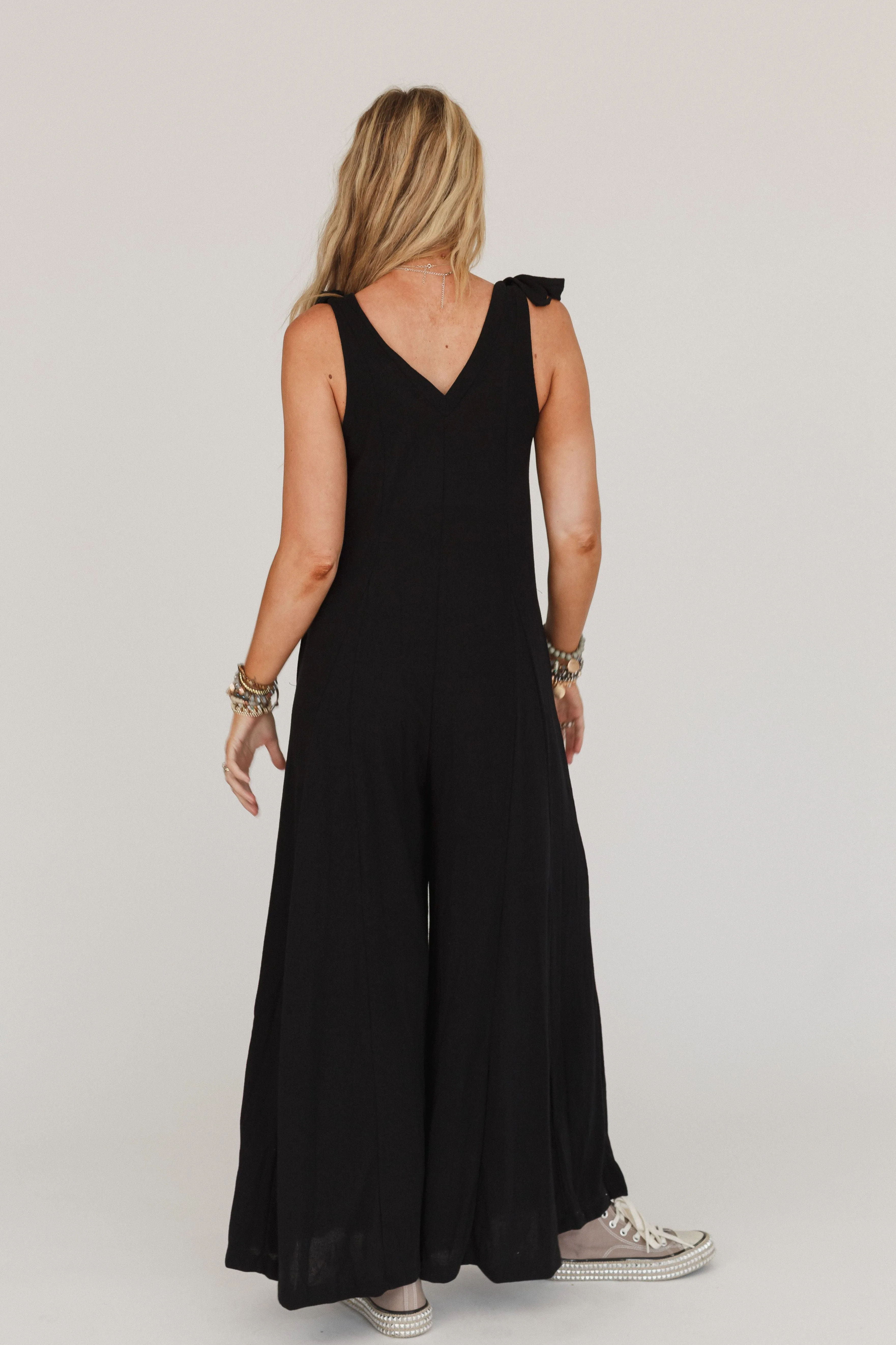 Apollonia Tie Shoulder Jumpsuit - Black