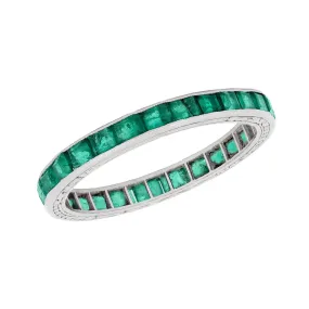 Art Deco Platinum Emerald Cut Emerald Eternity Band