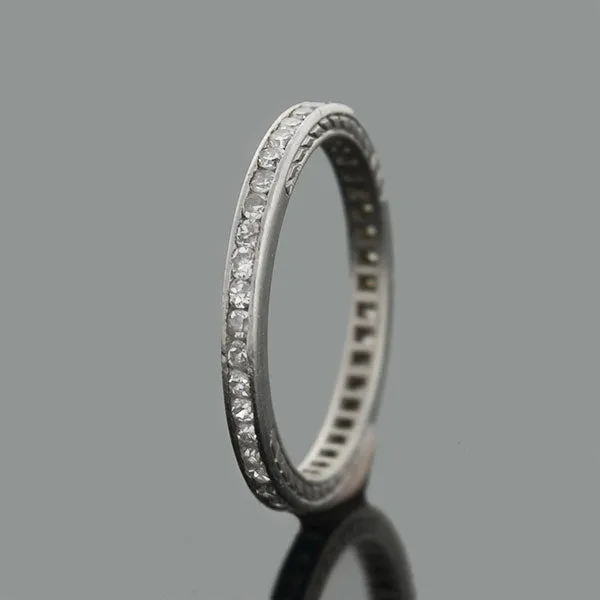 Art Deco Platinum Single Cut Diamond Eternity Band 0.80ctw