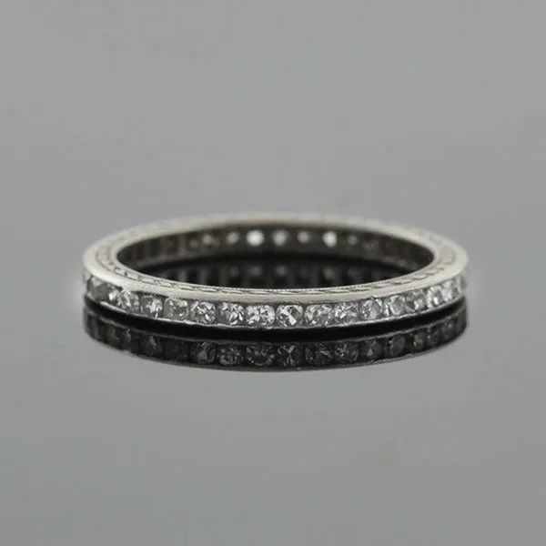 Art Deco Platinum Single Cut Diamond Eternity Band 0.80ctw