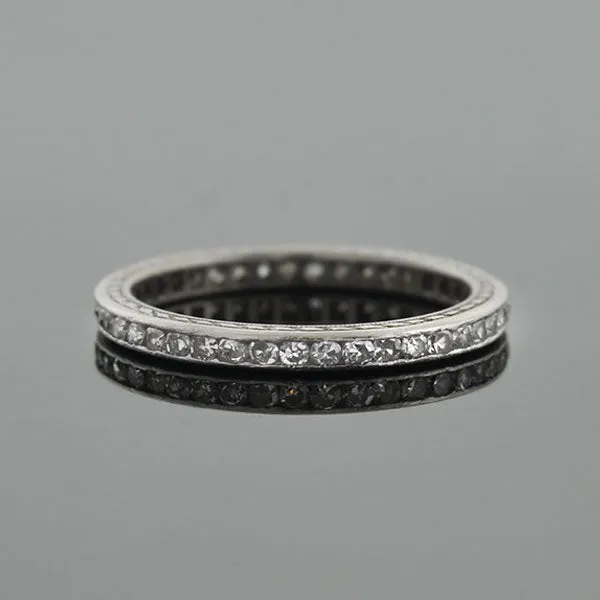 Art Deco Platinum Single Cut Diamond Eternity Band 0.80ctw