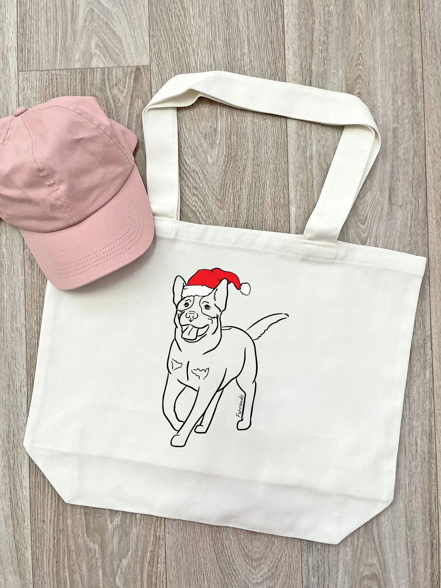 Australian Cattle Dog Christmas Edition Cotton Canvas Shoulder Tote Bag