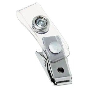 Badge Clips With Plastic Straps, 0.5 X 1.5, Clear/silver, 100/box