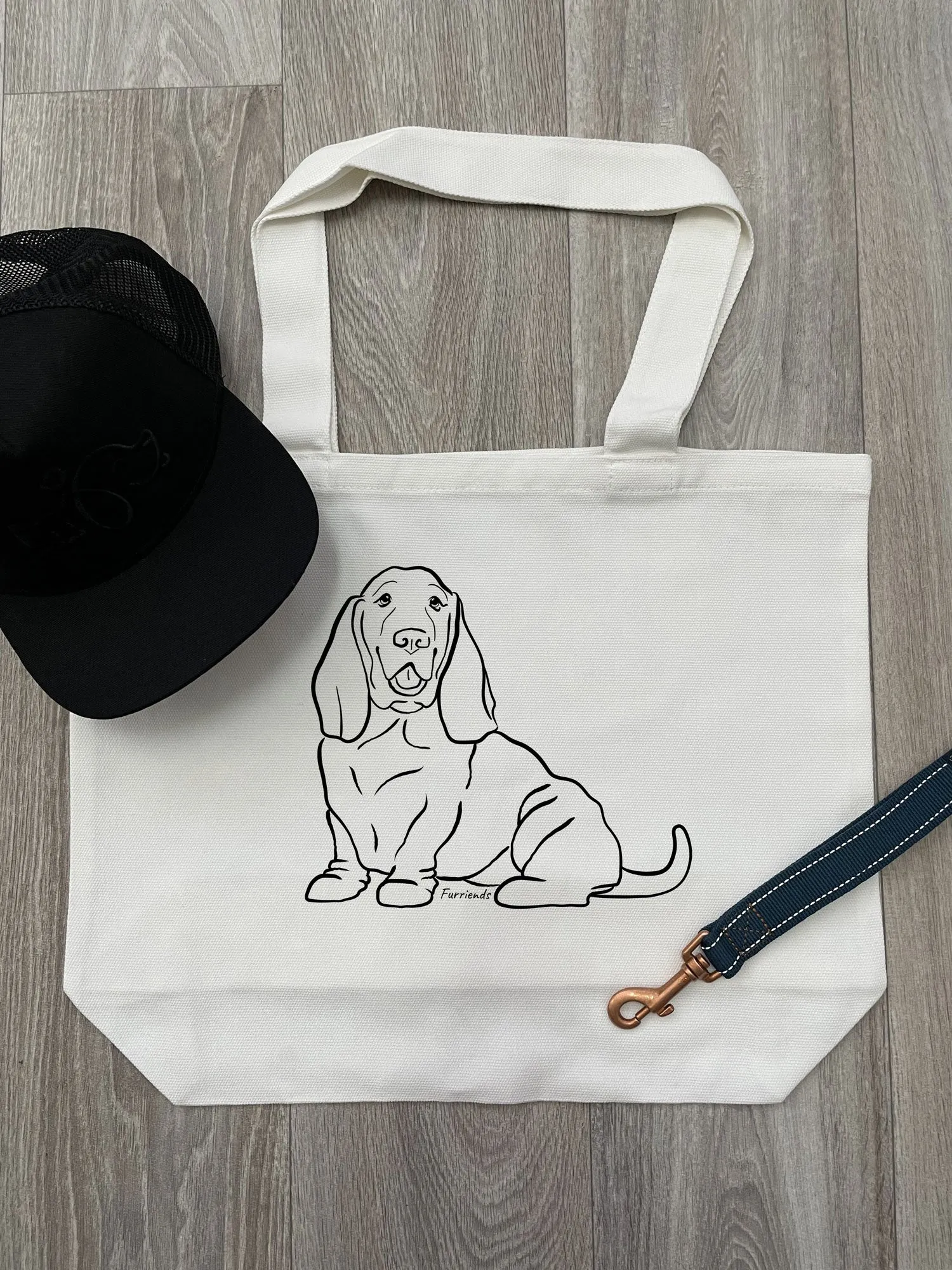 Basset Hound Cotton Canvas Shoulder Tote Bag