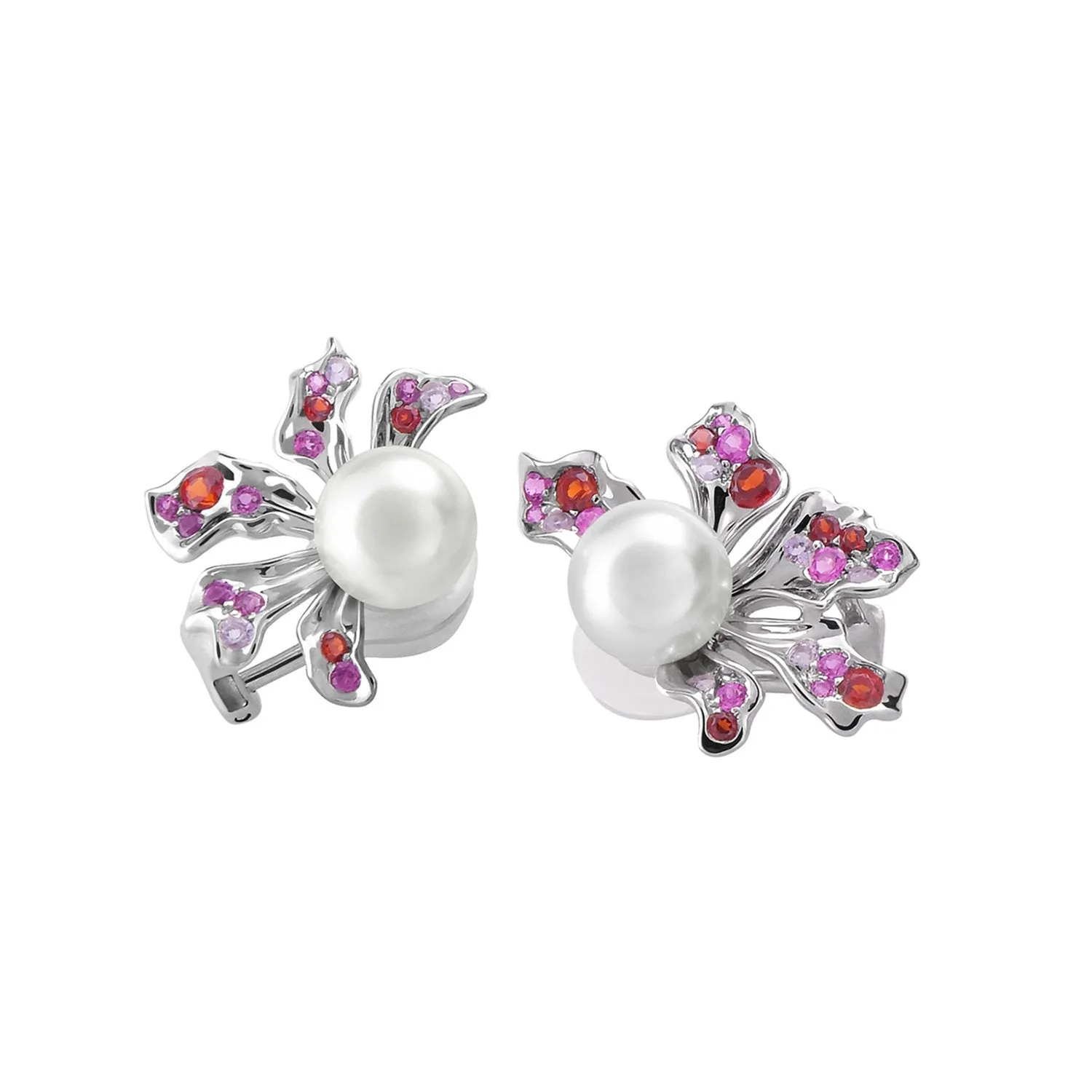 【BAUHINIA】925 Sterling Silver Pink & Purple Gemstone Earrings (Earring Clips)