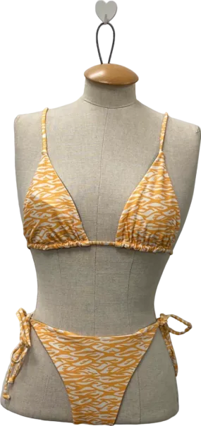 Beach Bums Yellow/White Patterned Bikini Set UK Small