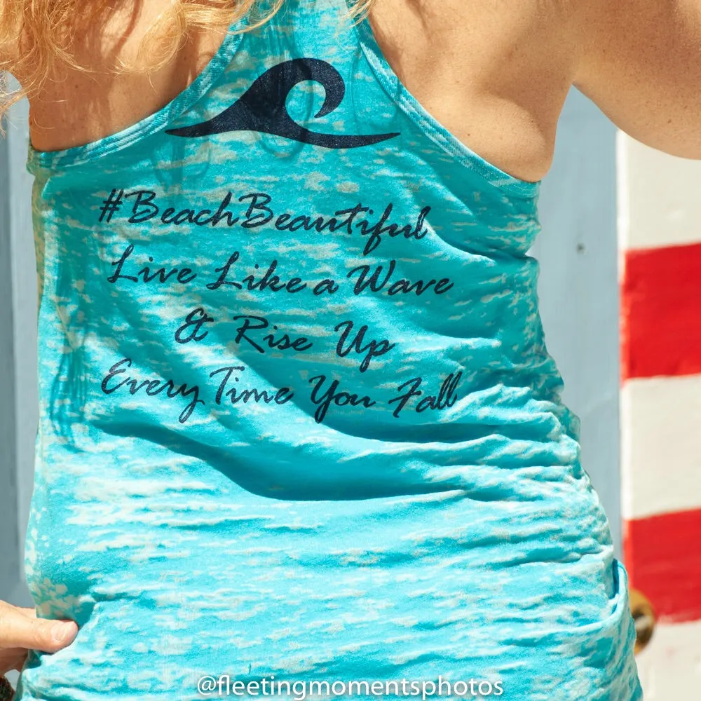 #BeachBeautiful Burnout Racerback Tanks