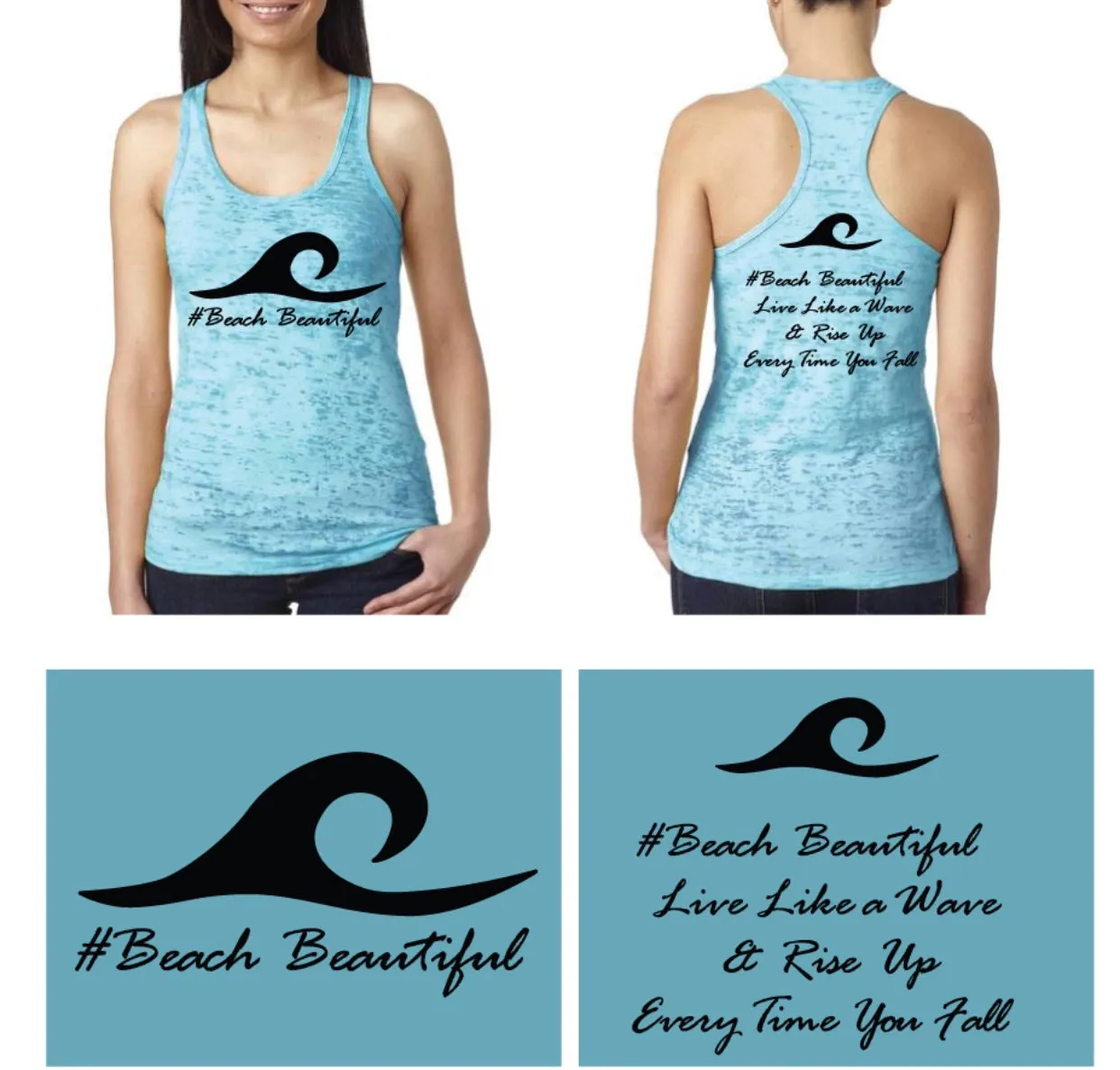 #BeachBeautiful Burnout Racerback Tanks