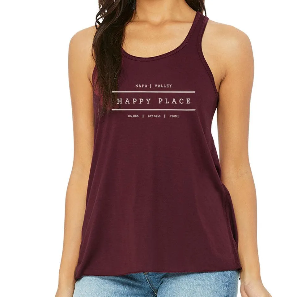 Bella Canvas Ladies Flowy Racerback Tank Happy Place