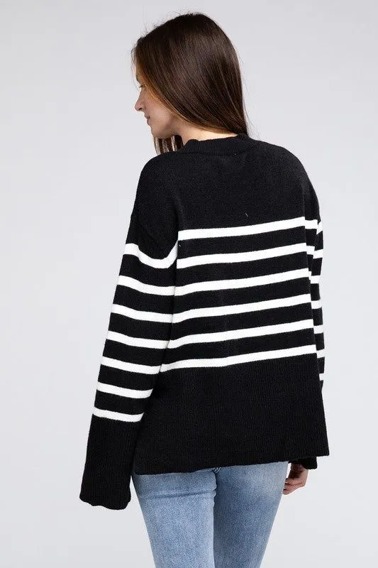 BiBi Ribbed Hem Stripe Sweater