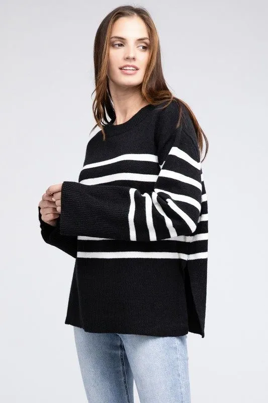 BiBi Ribbed Hem Stripe Sweater