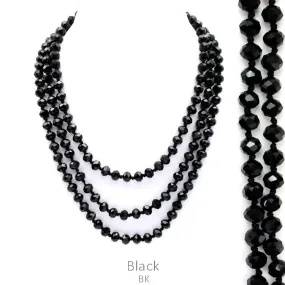 *Black Crystal Long 60” Layering Necklace*