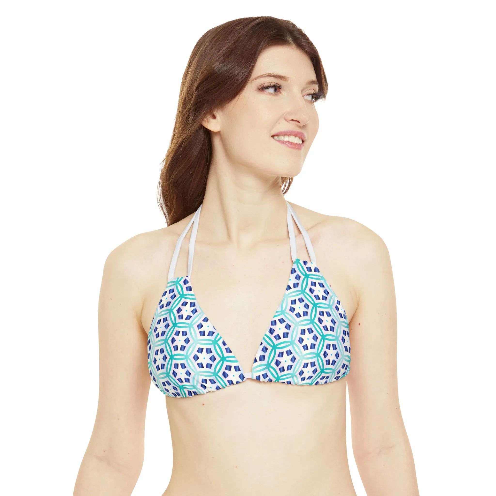 Blue Hexagon Strappy Bikini Set