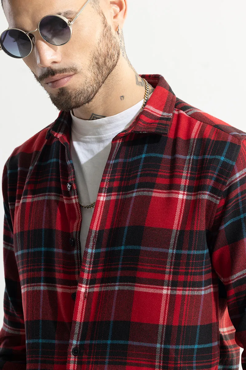 Bold Dupplin Flannel Checks Red Shirt