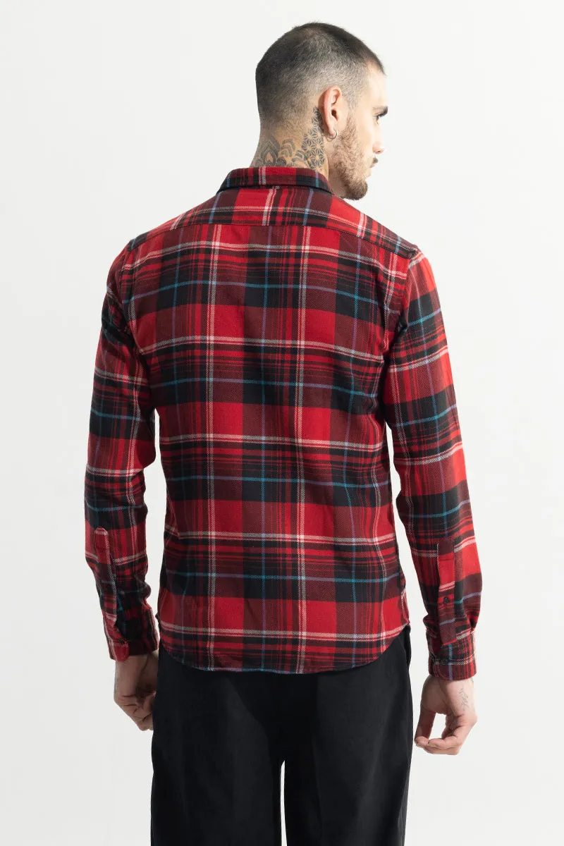 Bold Dupplin Flannel Checks Red Shirt