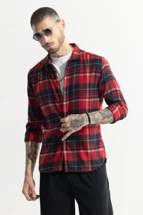 Bold Dupplin Flannel Checks Red Shirt