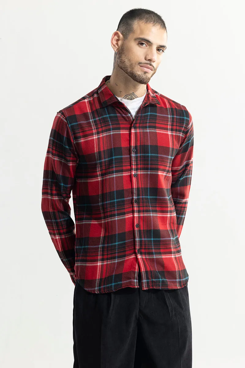 Bold Dupplin Flannel Checks Red Shirt